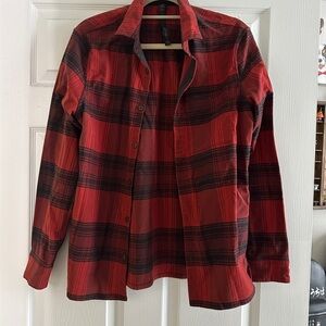 Lululemon Red and Black Plaid Button-Up Shirt